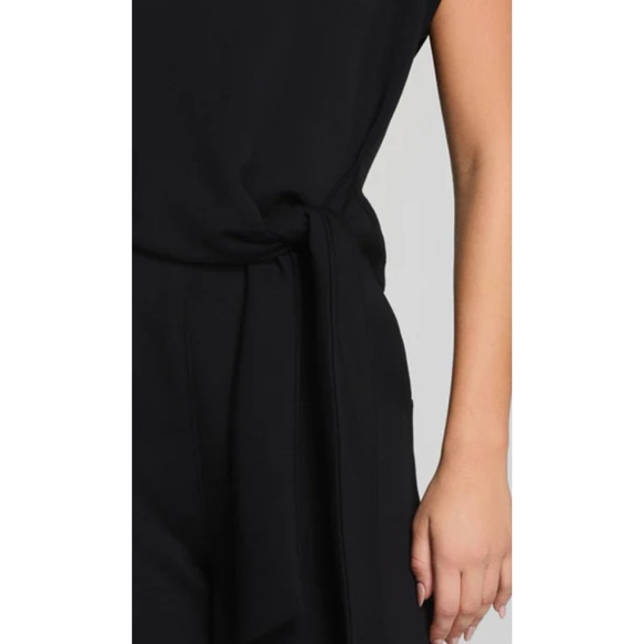 SPANX AirEssentials Tie-Waist Jumpsuit Short Sleeve Knot Keyhole Back Black M - Picture 4 of 7